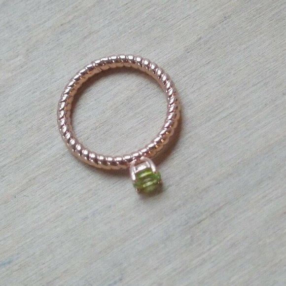 NWT Made in Italy Bronzallure Green Peridot 18k Rose Gold Plated Ring Size US 7 - Picture 3 of 7